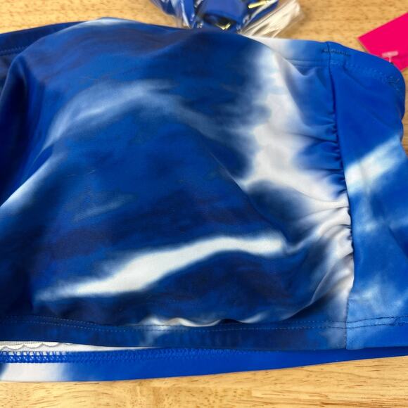 Xhilaration Juniors' Plus Size Blue Tie-Dye Bandeau Bikini Top - Size 14W - NWT - Picture 4 of 6